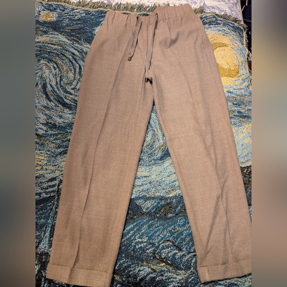 Andre Maurice Tan Wool Pants